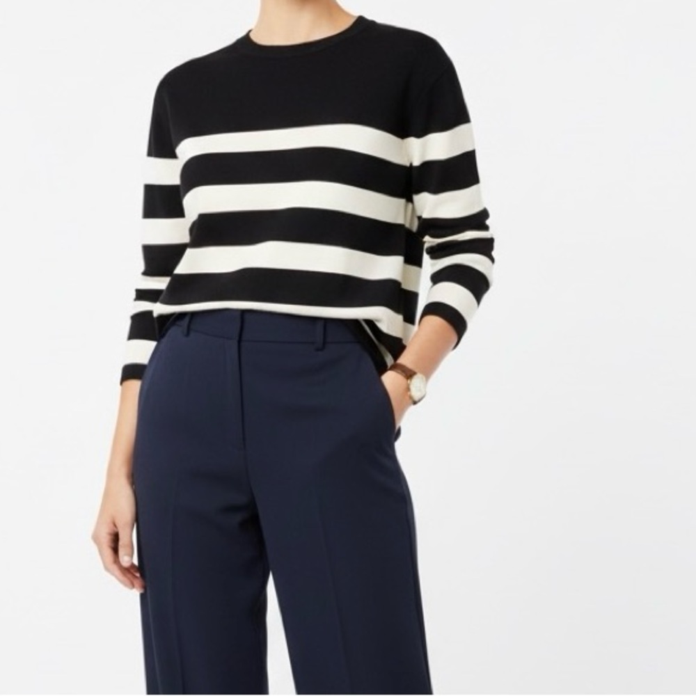 Chico's Black and White Striped Sweatshirt